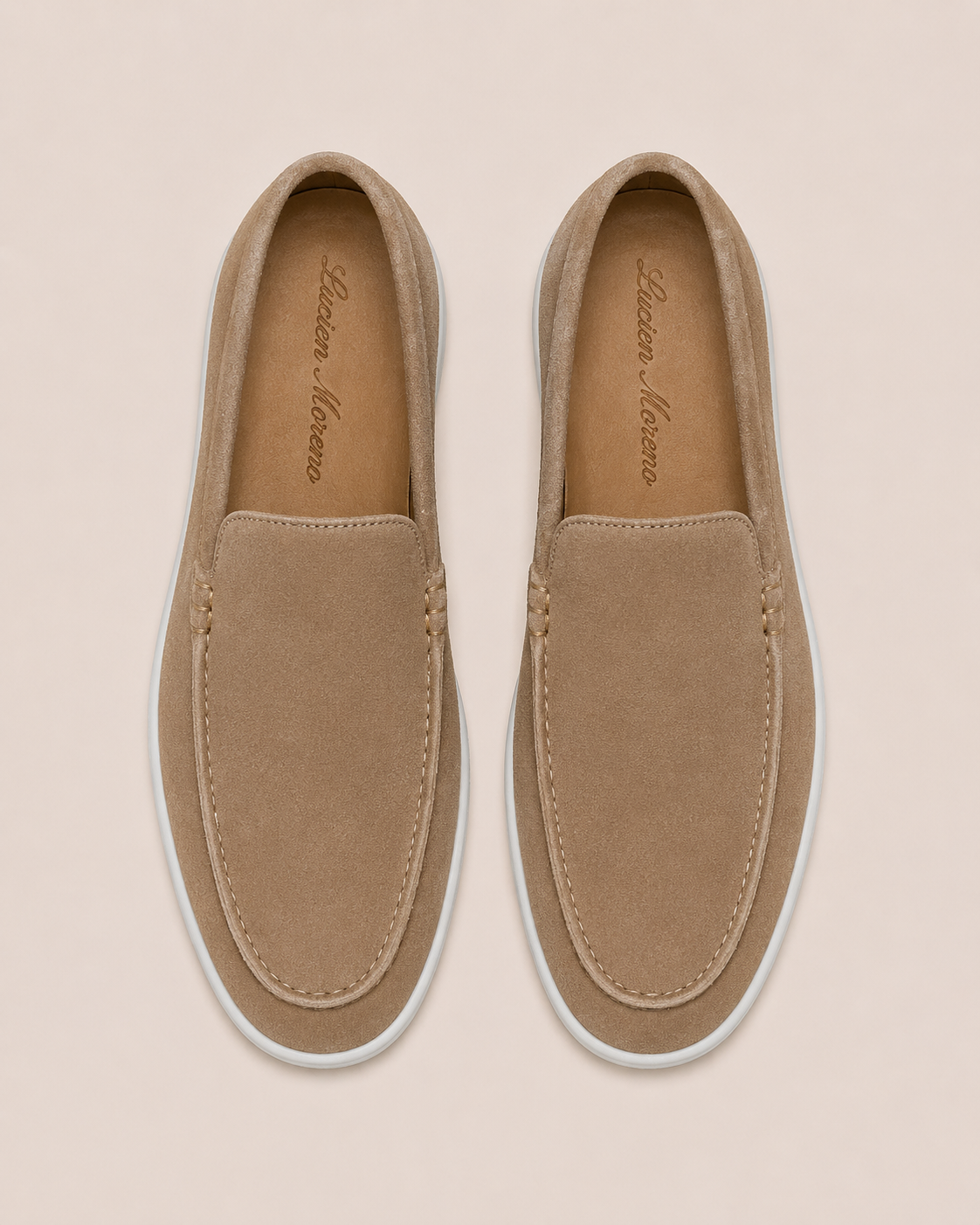 Lady Beige Cowhide Slip-On Loafers