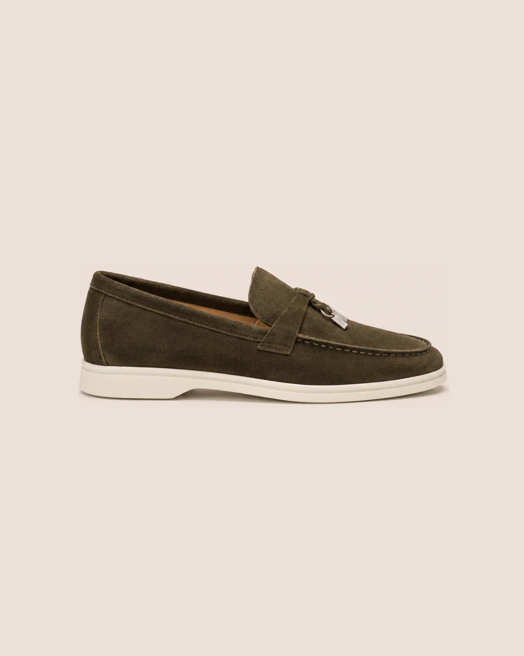 Lady Olive Green Buckle Loafer