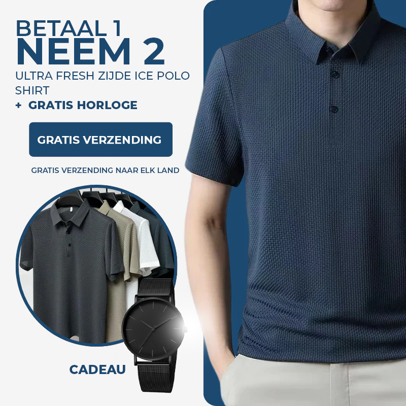 [BUY 1, GET 2] – Ultra Fresh Silk Ice Polo Shirt + FREE Watch