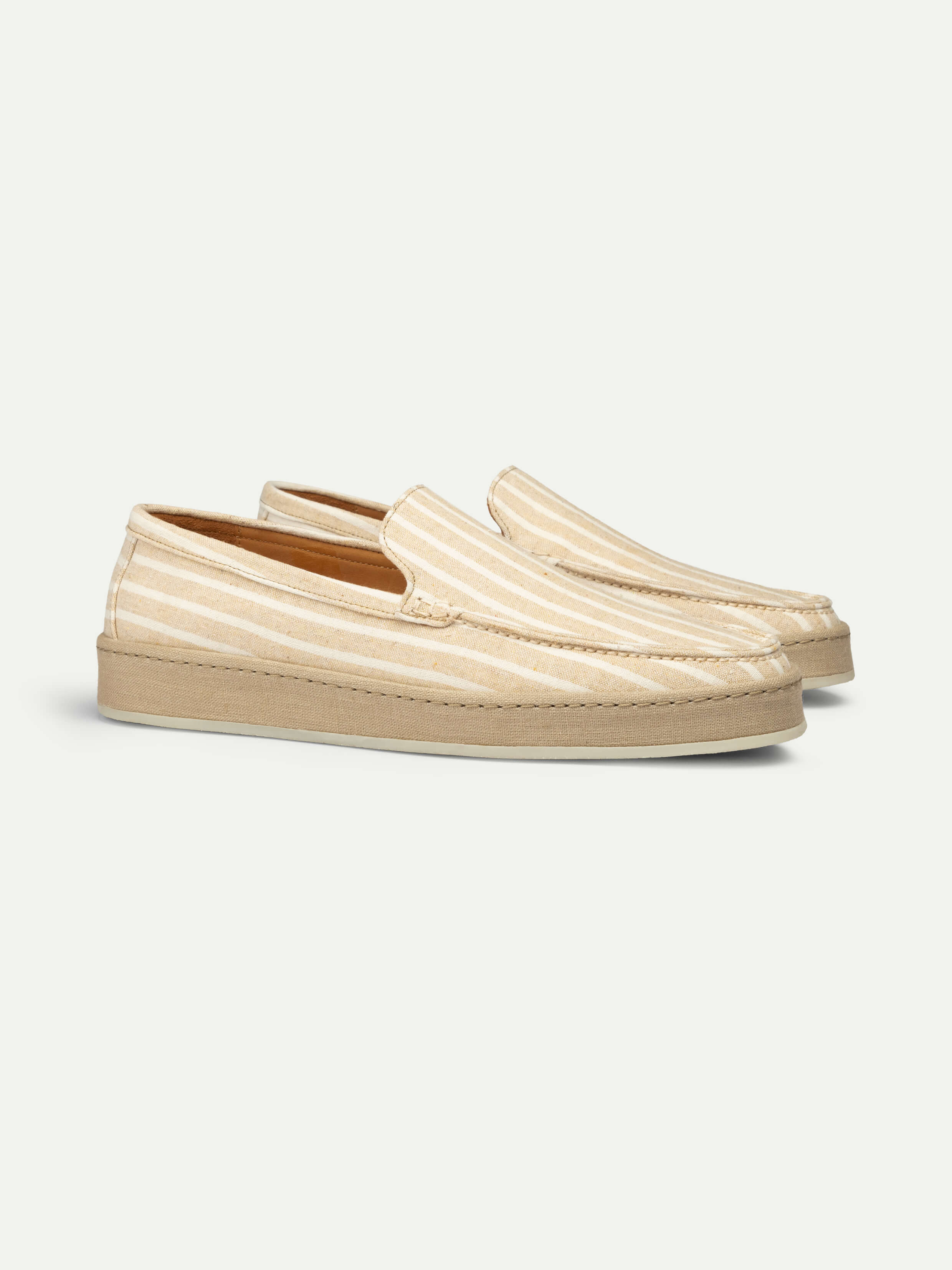 Yellow Striped Linen Capri Loafer — view 1