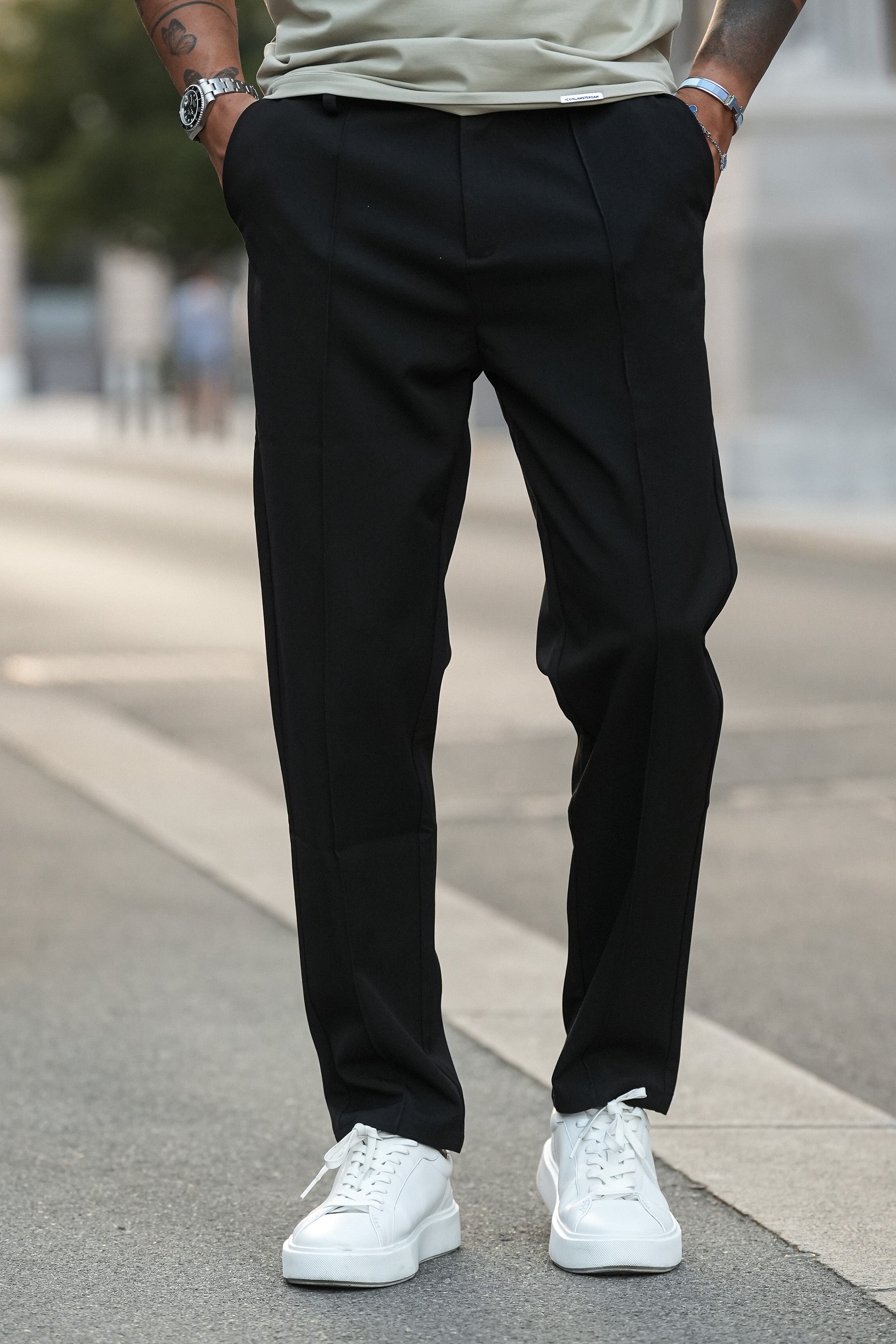Forth Heren Zwarte Capri Broek op Maat