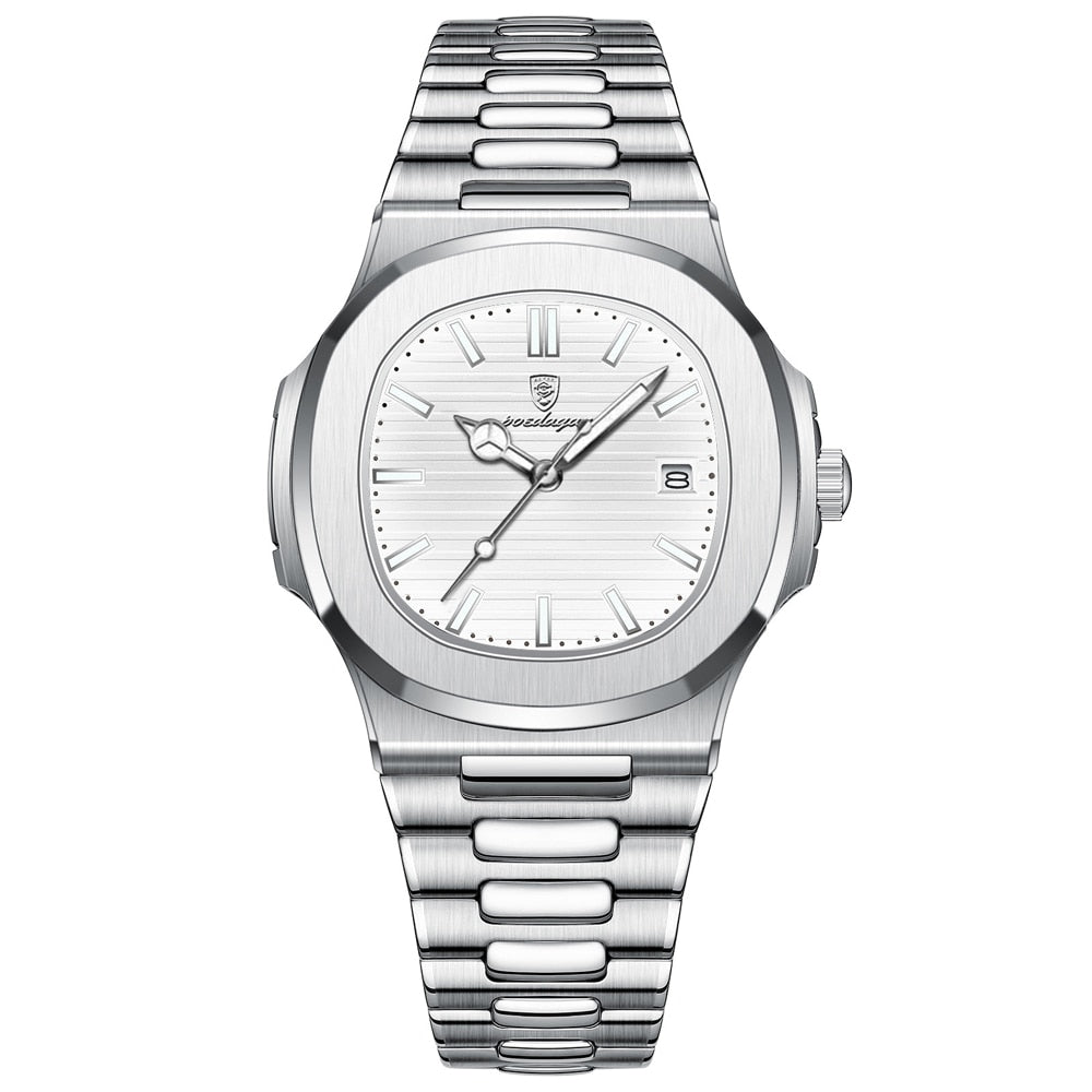 Poedagar Deluxe Zilveren Herenhorloge | Leren Band