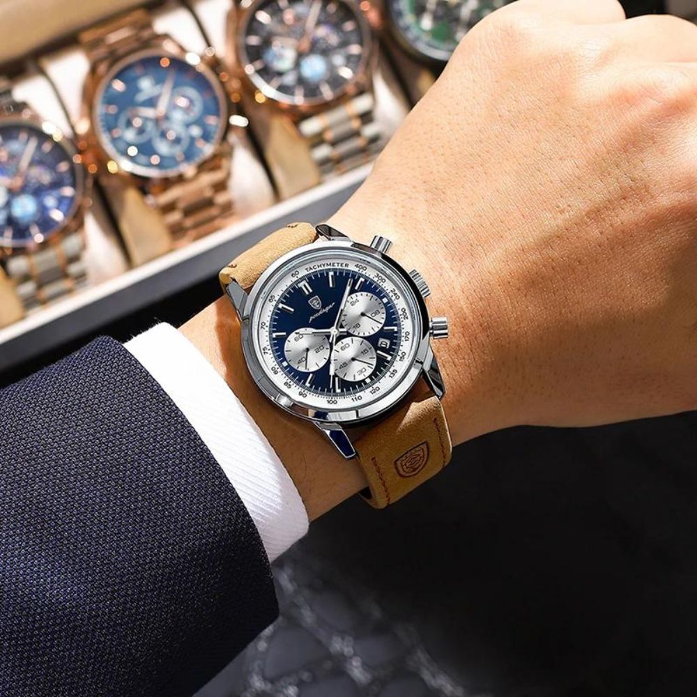 Poedagar Latittude Herenhorloge | Leren Band