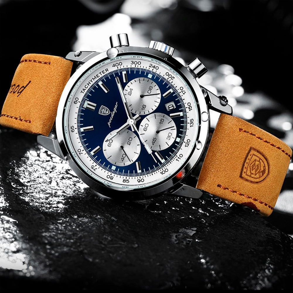 Poedagar Latittude Herenhorloge | Leren Band