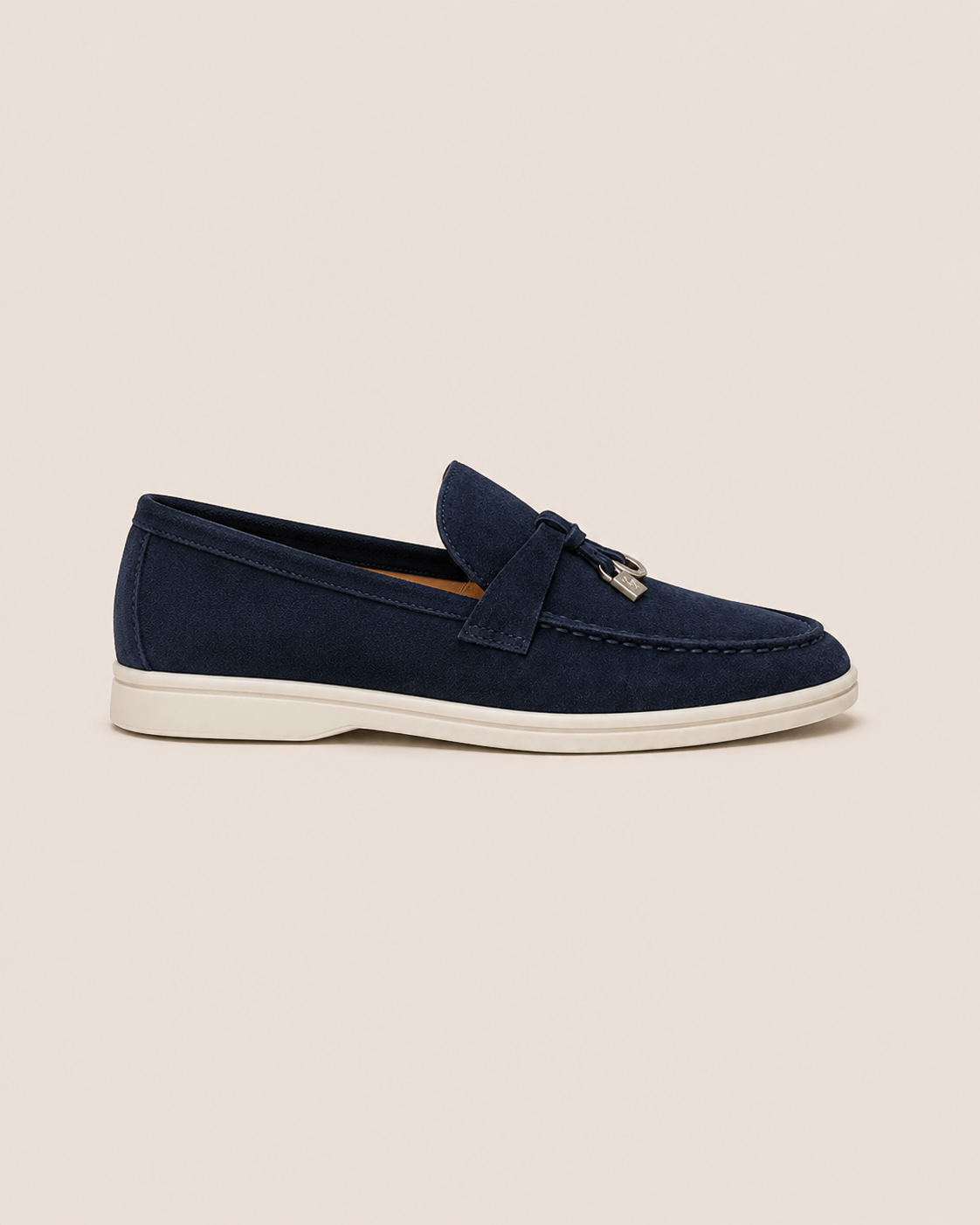 Lady Navy Blue Buckle Loafer