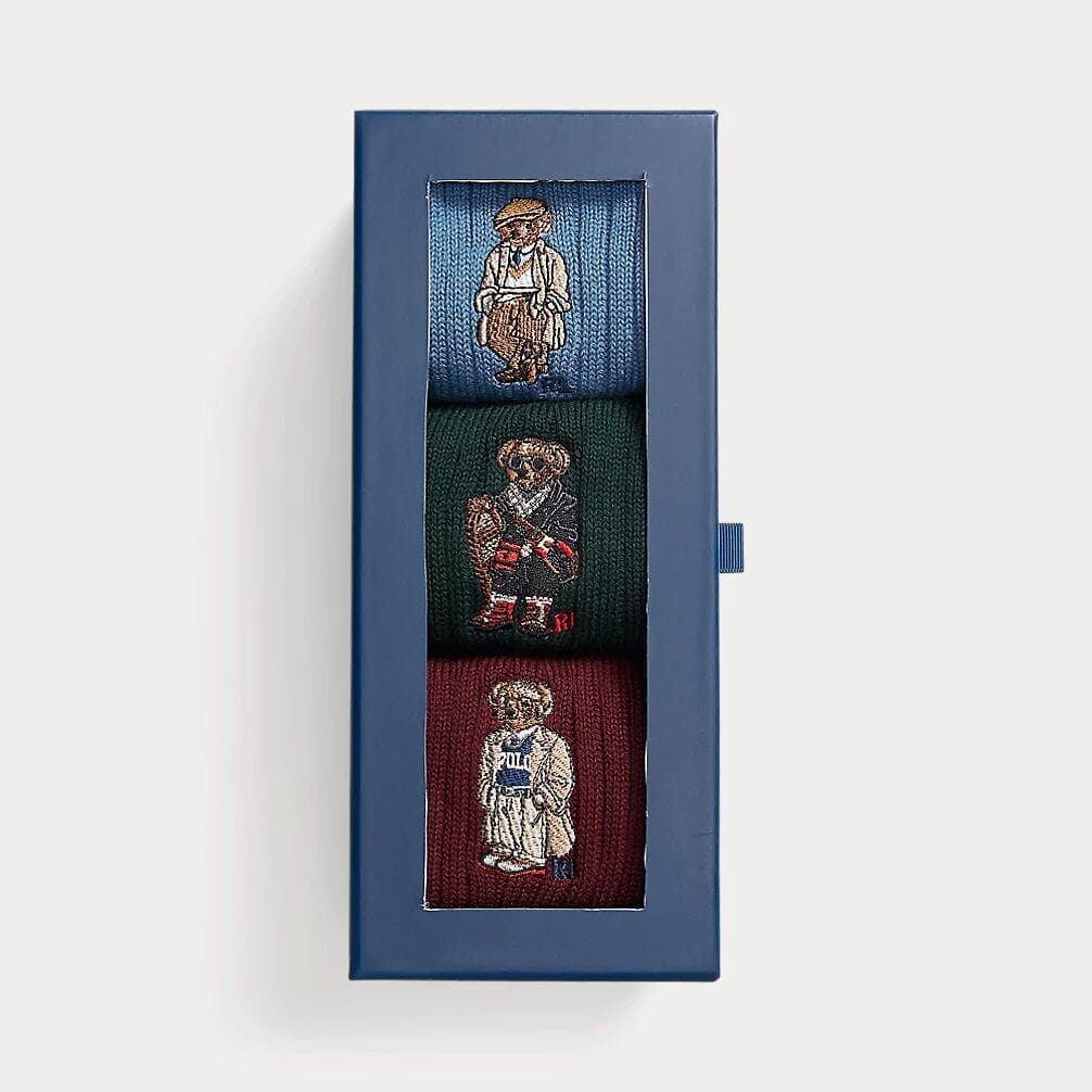 R.L Polo Bear Crew Socks 3-Gift Set