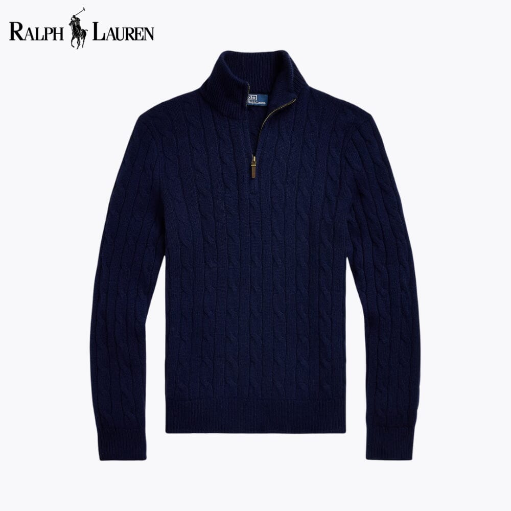 R.L Cable-Knit Cashmere Quarter-Zip Jumper