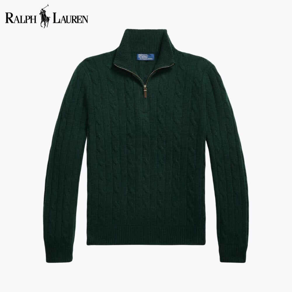 R.L Cable-Knit Cashmere Quarter-Zip Jumper